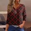Women's T Shirt Tee Printed Button 3/4 Sleeve Tunic Daily Weekend Fashion Basic V- Neck Regular Top