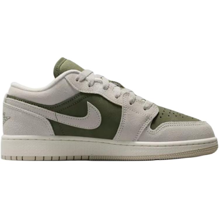 Jordan Детские баскетбольные кроссовки Air Jordan 1 Low Серый Зеленый Унисекс HV4396-201