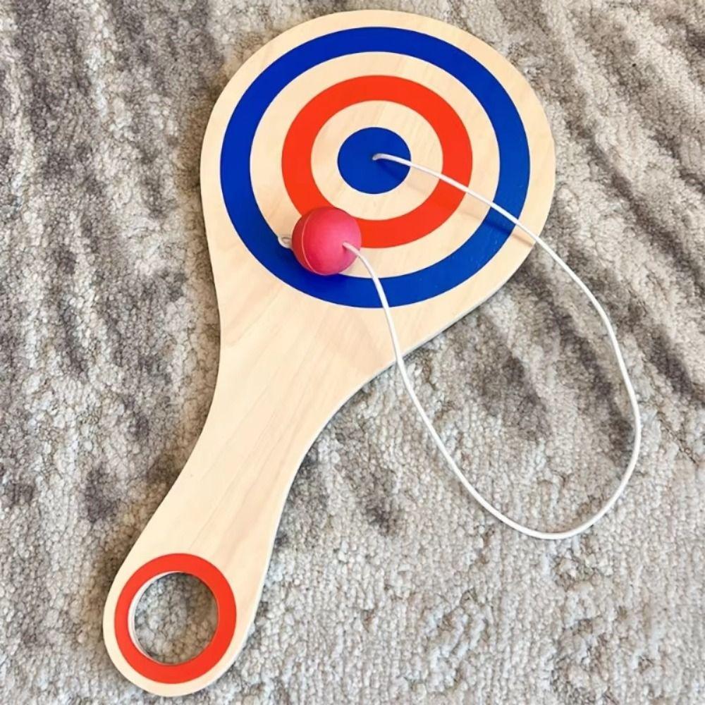 Wooden Paddle Wooden Paddle Ball Game Red Ball Rebound Ball Game Interactive Toy