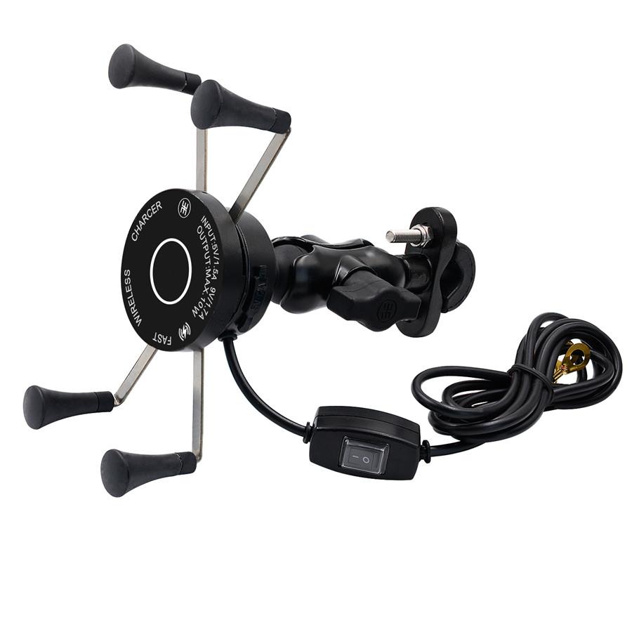 Motorcycle Wired +wireless Fast Charging Mobile Phone Holder QC3.0 Fast Charging