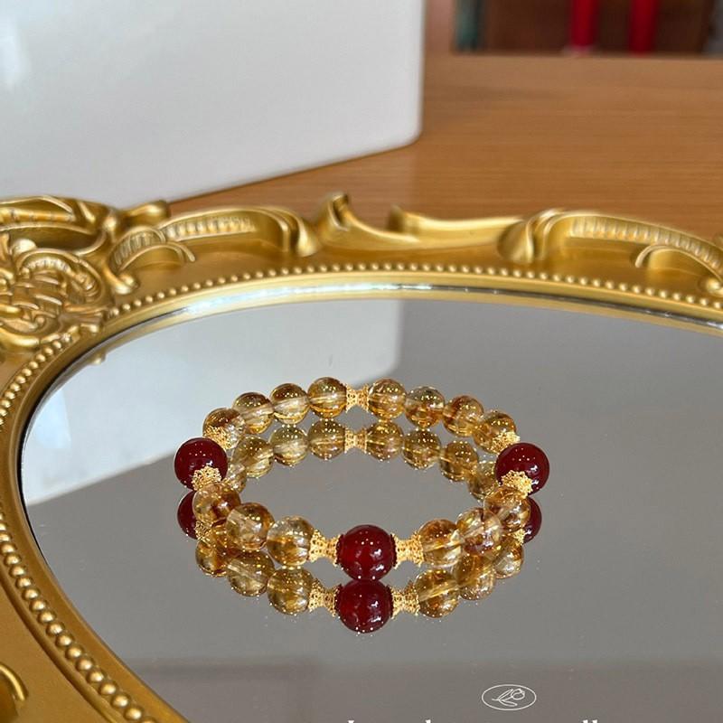 Natural Citrine Tower Crystal Beaded Bracelet 10mm Best Friend Girlfriend Gift