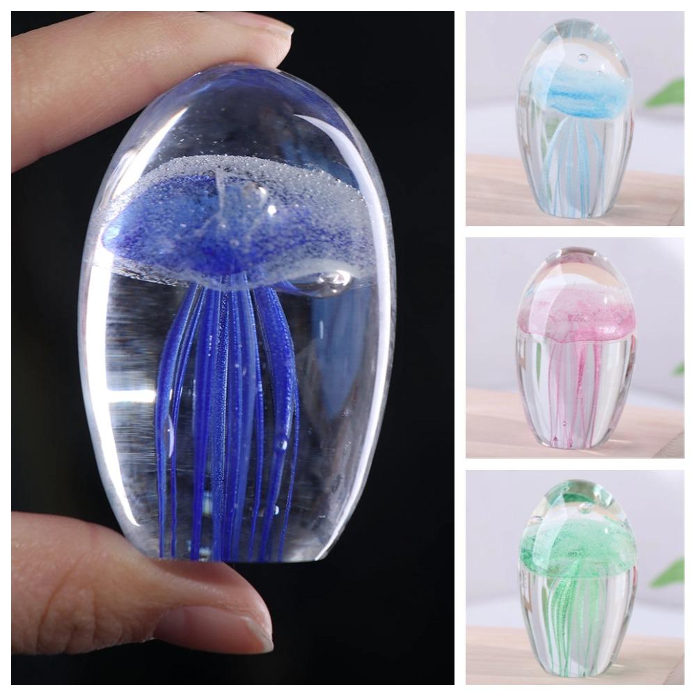 Mini Crystal Jellyfish Figurines Glass Craft Desktop Jellyfish Ornament  Table Decoration