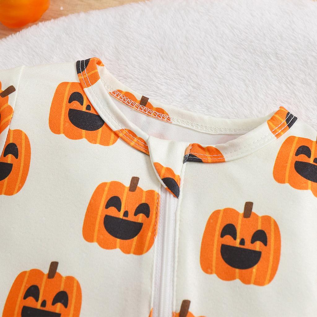 Комбинезон на молнии с рисунком тыквы для мальчиков и девочек, комбинезон с шапочкой