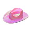 Women Party  Hat Bright Color Concave Top Wide Brim Glossy Surface Cosplay Dress-up Costume Dance Show Props Western Cowboy Hat Headwear
