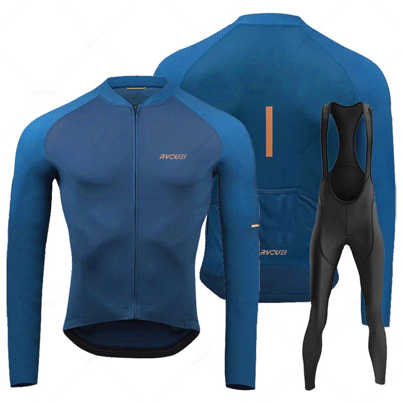 Rvouei 2026 New Autumn Long Sleeve Bib Pants Cycling Jersey Set Ropa Ciclismo Bicycle Clothing Bike Jersey Uniform Men Clothe