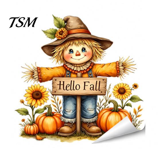 Indoor Outdoor Glass Decor Autumn Maple Leaf Pinecone Scarecrow Pumpkin Static Window Clings, Waterproof PVC Versatile Fall Decorations Stickers,