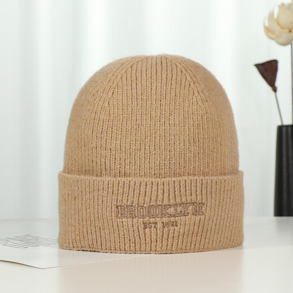 Осенне-зимние вязаные шапки для пар с вышитыми буквами, теплые вязаные шапки для велоспорта на открытом воздухе