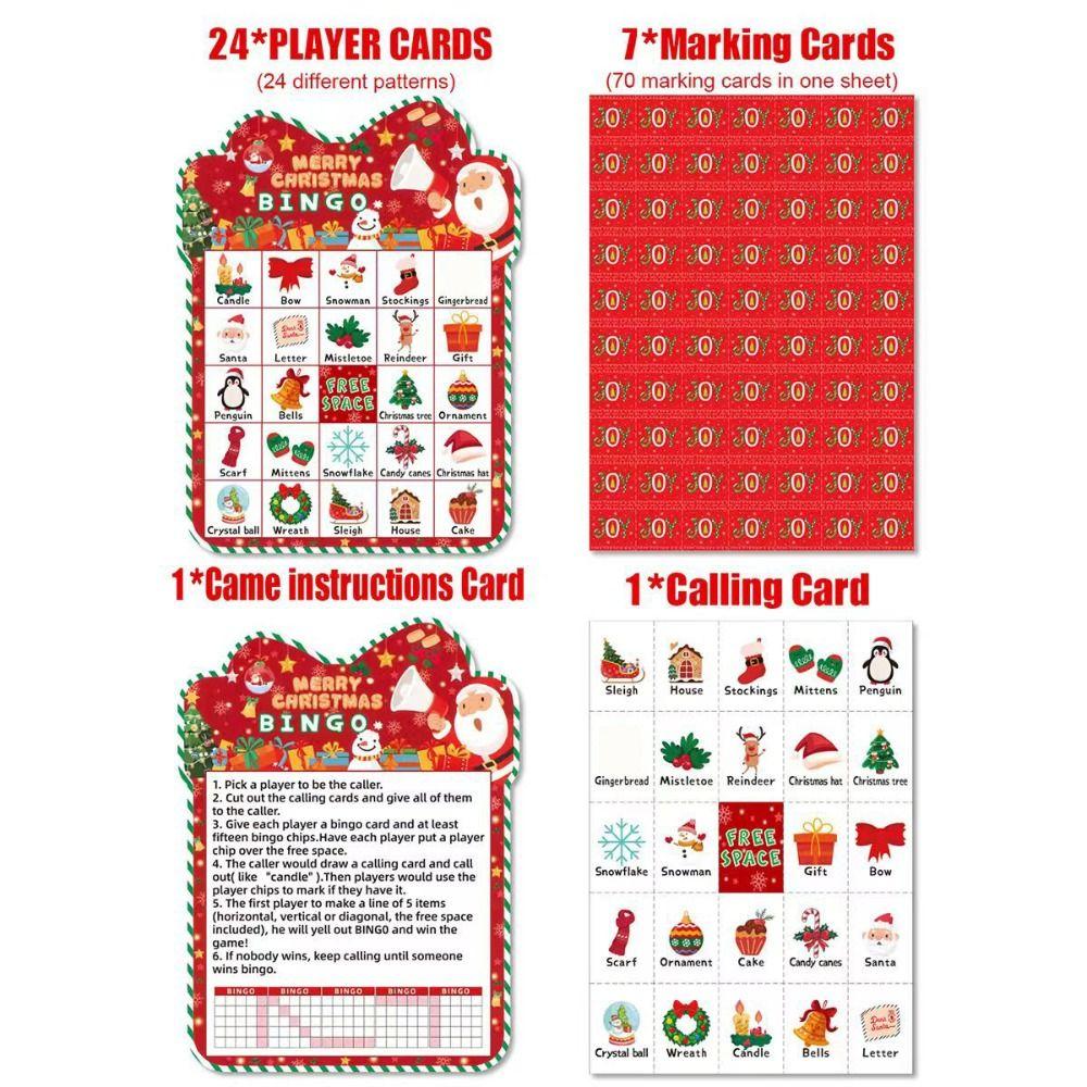 33 Cards Bingo Game Cards 24 Players Bingo Cards Christmas Bingo Game Family Interaction