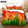 Тюльпаны Комплект пододеяльника Двуспальный 200x200см 3D Цветочный Пододеяльник 220x240 Кинг Постельное белье Полуторный Размер 3шт 2шт Односпальный 140x210