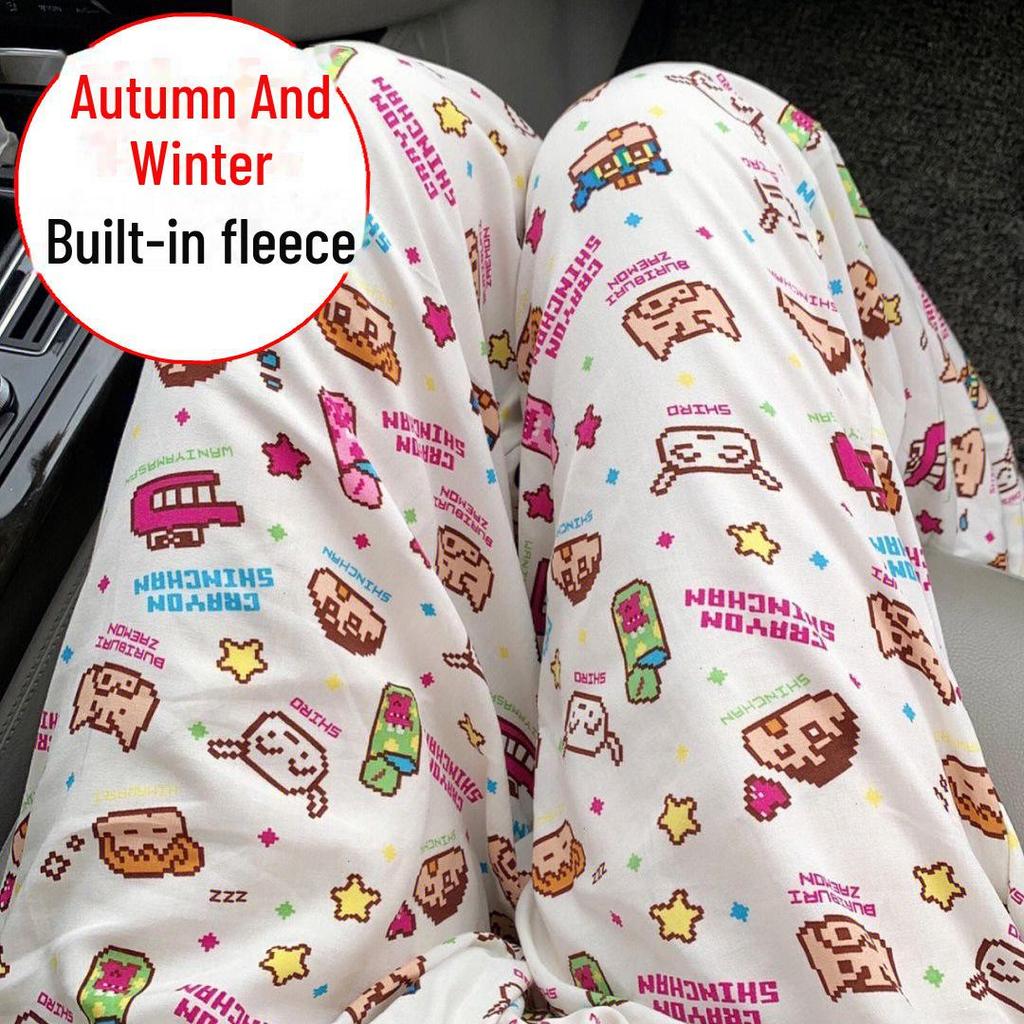 Женская теплая флисовая пижама прямого покроя: Осенне-зимние повседневные брюки для прогулок и ношения на открытом воздухе