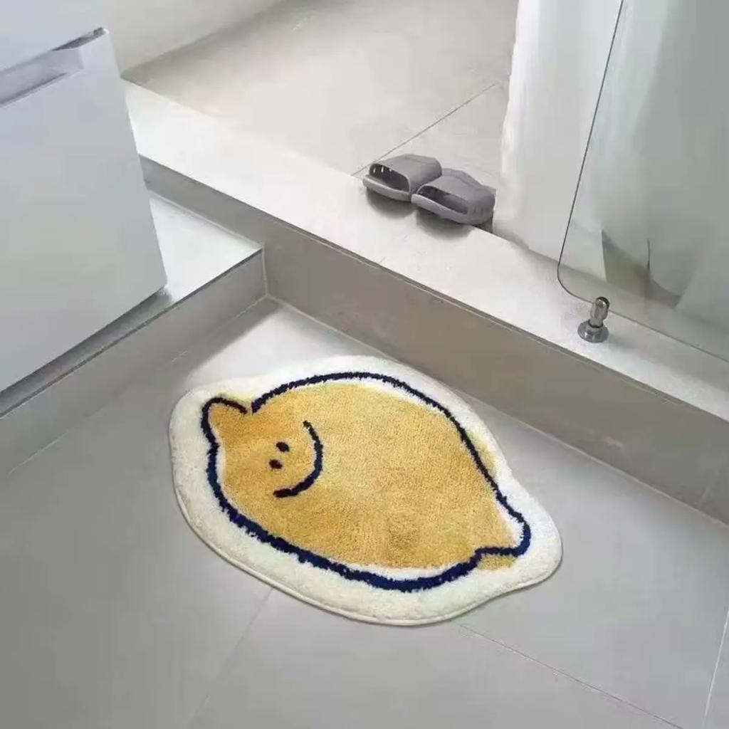 Cute Smiling Sun Semi-circle Bath Mat Soft Fluffy Non-slip Absorbent Washable Bathroom Floor Mat Home Decor Rug