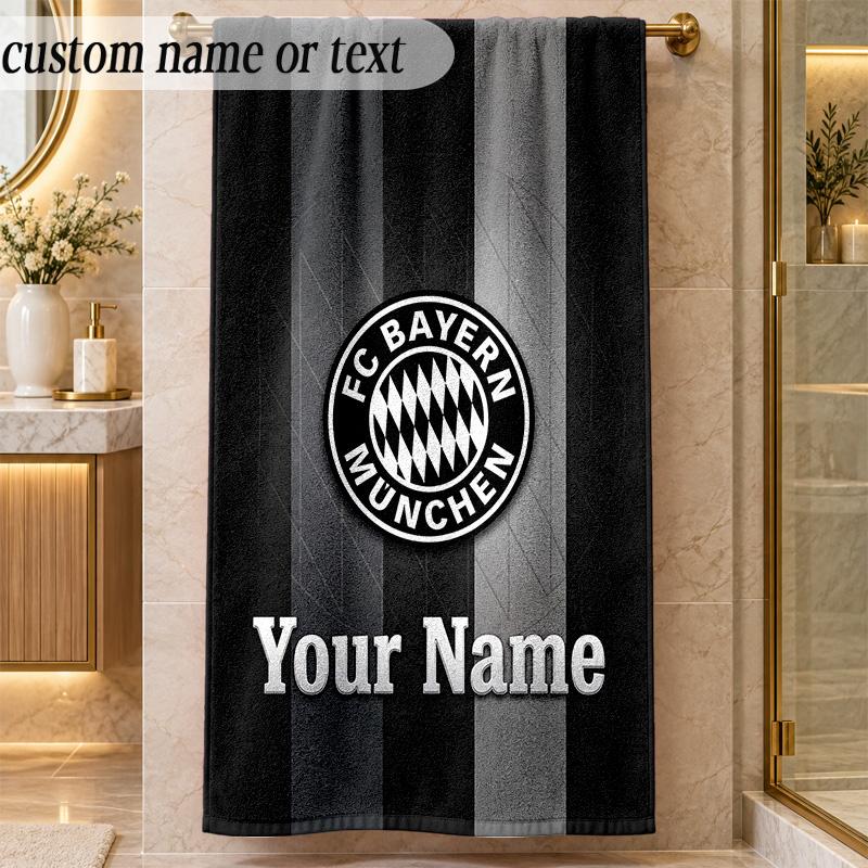 Beach TowelBayern Munich Custom Name Text Personalized Soft Towel for Beach Pool Indoor Home Decor Gift