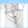 Elegant Alloy Double Layer Chain Necklace In Trendy Geometric Design For Women