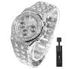 Часы Apzzic Diamond Iced Out, позолоченные CZ, ширина 40 мм, циферблат с римскими цифрами, кварцевый браслет, мужские/женские, серебристые, модные.