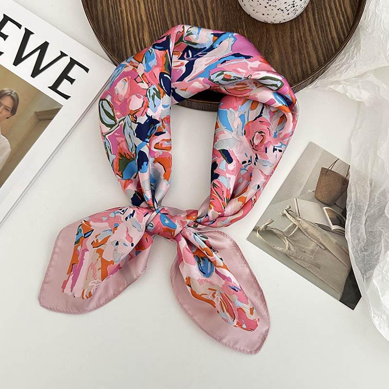 Silk Scarf Neck 70 Square Scarf New Printing Small Fresh Versatile Streamer Neck Protector Scarf Shawl