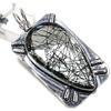 Black Rutile Gemstone Handmade 925 Sterling Silver Jewelry Pendant 2.60" n4F11