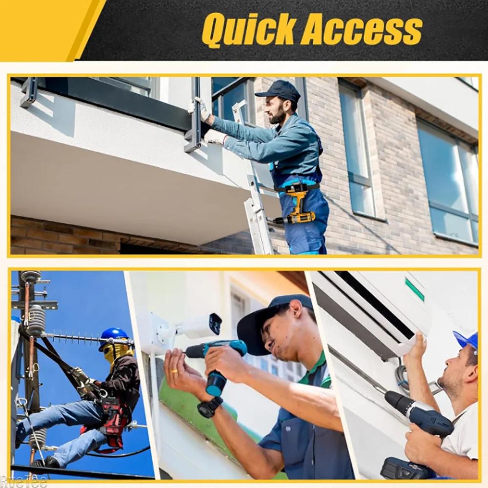 Belt Drill Bit Bracket for Impact Drills Nail Guns Dual Locking Clip Power Holder with Hook Quick Access Home Installation Tools