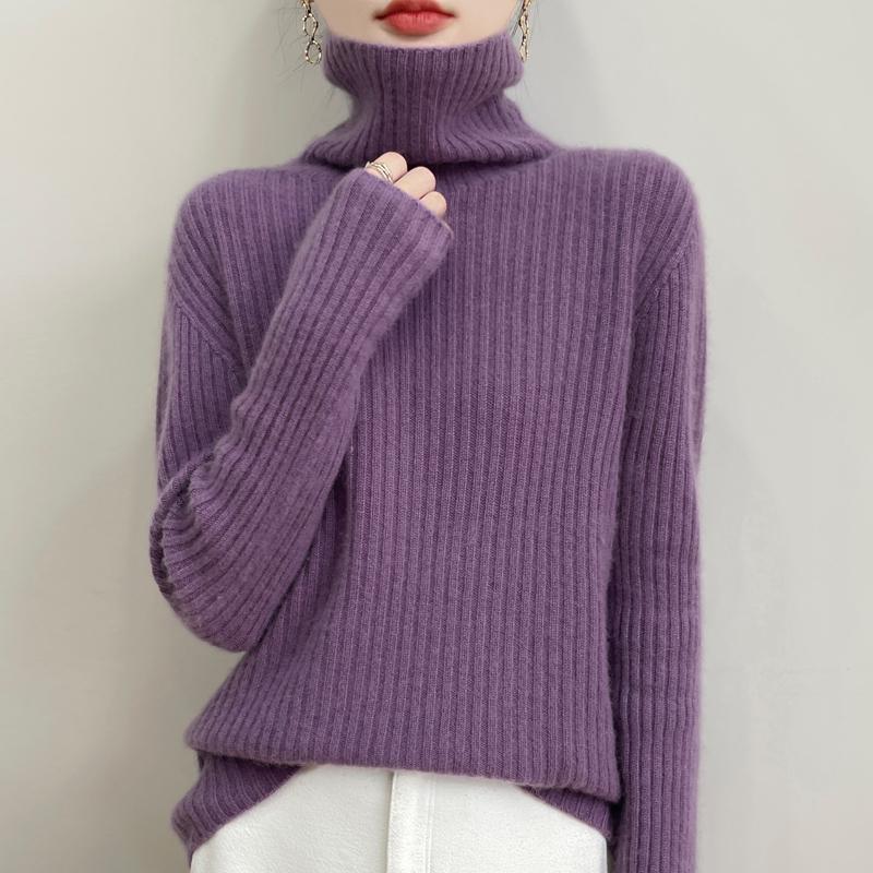Женский кашемировый свитер Qinghe Cashmere 30% Кашемир 70% Шерсть Осенне-зимний кашемировый пуловер Мягкий и теплый