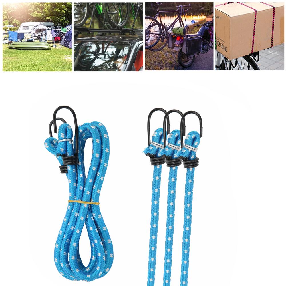 Набор из 4 резиновых bungee-шнуров с крючками, высокая эластичность, эластичный шнур 140 см, прочные эластичные ремни, для путешествий и упаковки при переезде