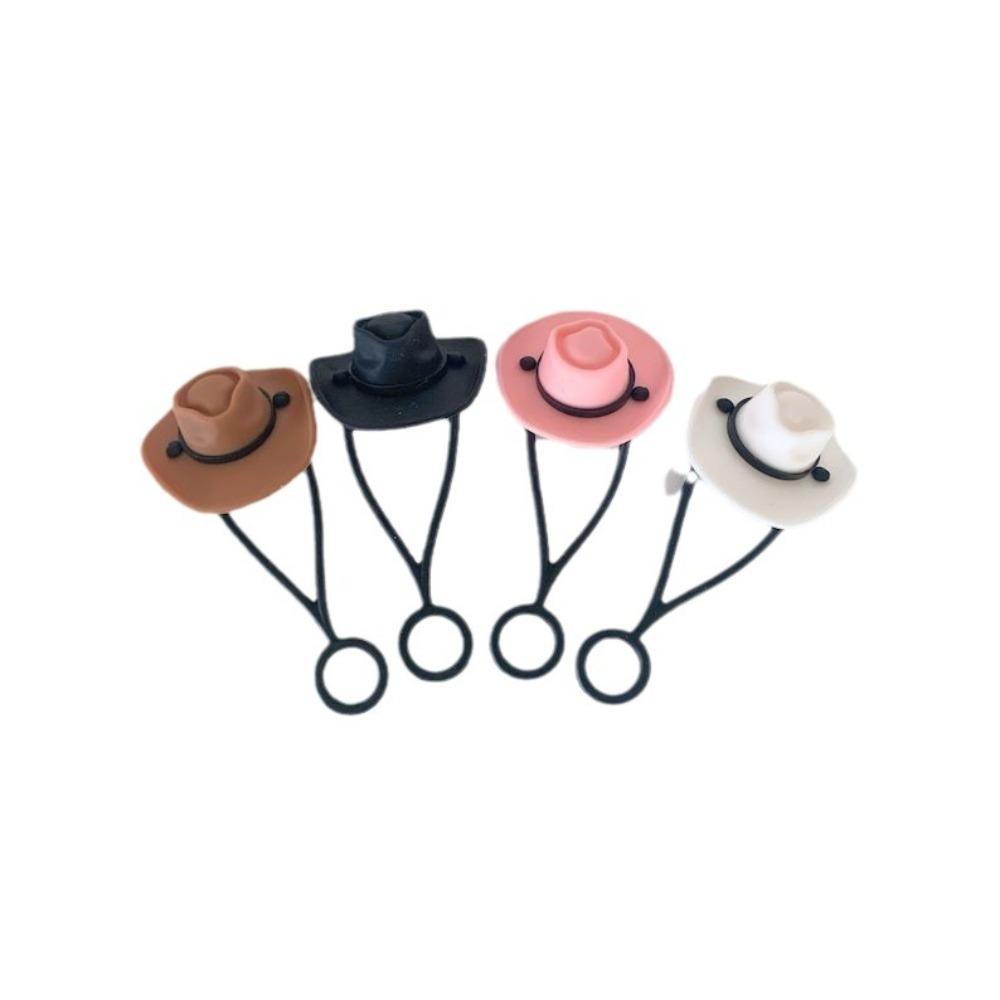Leak Proof Cowboy Hat Straw Cover Dust-proof Straw Cap Straw Tip Protective Cap Straw Topper Party