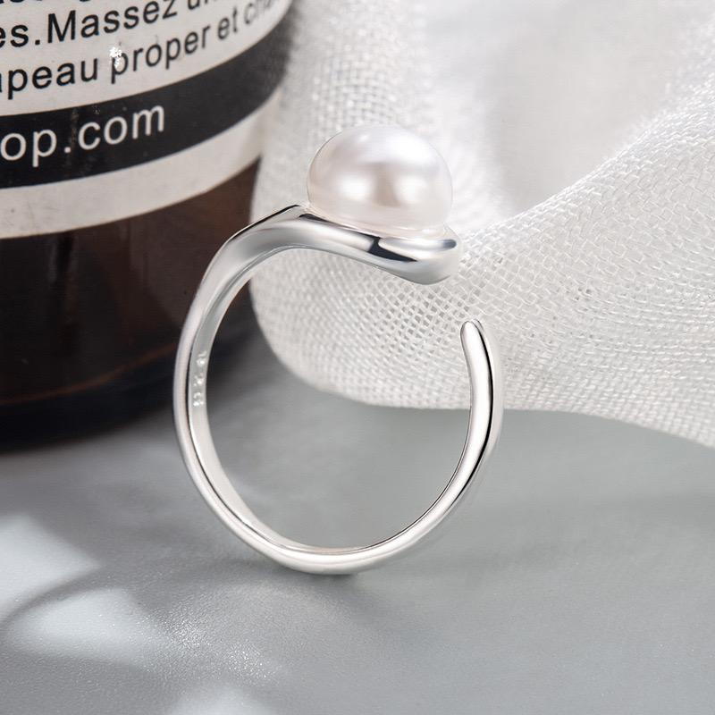 925 Sterling Silver Rings for Women Men Couple Minimalist Handmade Simple Pearl Ring Party Jewelry Gift Prevent Allergy