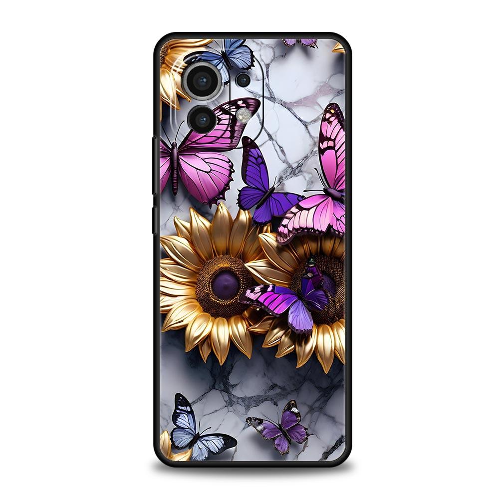 Fashionable Butterfly Flower Pattern Phone Case Cover for Xiaomi Mi 17 15 14 13 12 11 Ultra 15T 14T 13T 12T Pro Lite 5G Soft TPU