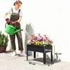 Raised Planter, Metal Raised Garden Bed on Legs with Drainage Hole and Foot Covers, Black