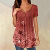 Women Tunic Tops Dressy Casual Summer Short Sleeve Shirts Loose Fit Pleated Boho Top