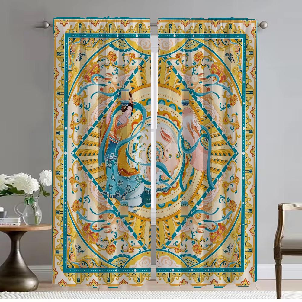 Элегантные шторы для комнаты, для камеры, занавески для окон в китайском стиле, разделительные шторы для домашнего интерьера, 2 шт., тюль для спальни, абажуры