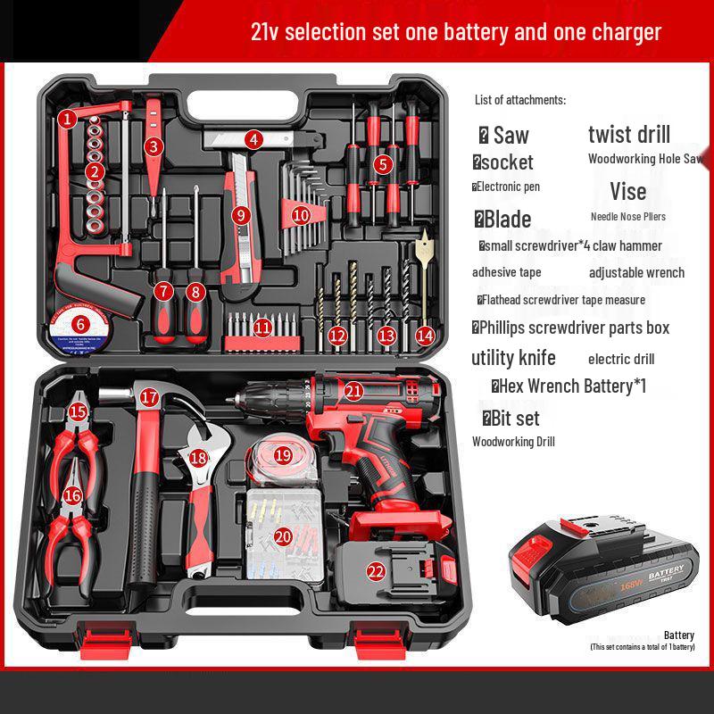 Cordless Multifunctional Drill Set: Electrician & Carpenter Repair Kit with Lithium Battery