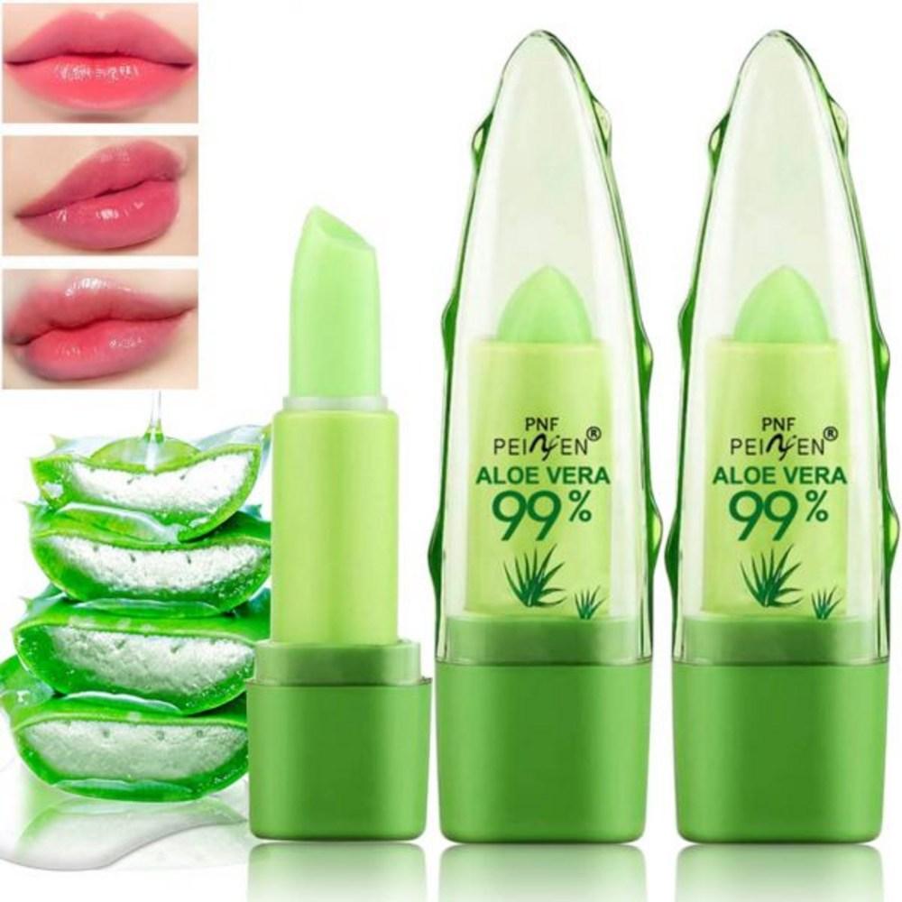 Aloe Vera Lipstick Long-lasting Lip Care Nourishing Plumper Lip Balm Moisturizing Magic Color-Changing Crystal Gel Gloss 2 pcs