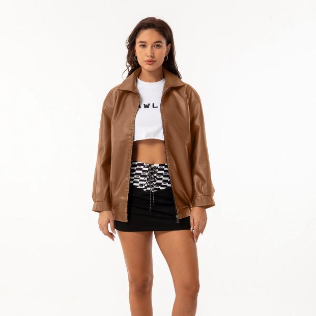 Европейская и американская свободная кожаная куртка женская куртка с длинными рукавами и лацканами весенне-осенняя куртка