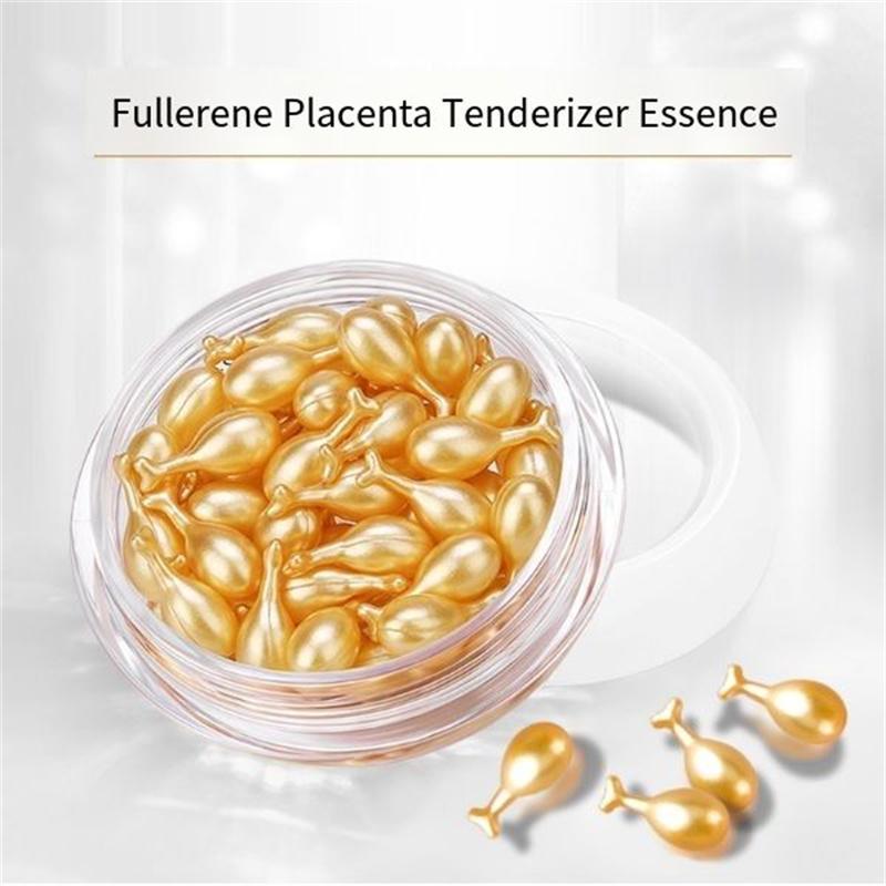 Фуллереновая плацента, эссенция для омоложения кожи, отбеливает, сужает поры и уменьшает морщины, увлажняющая сыворотка для лица, капсулы