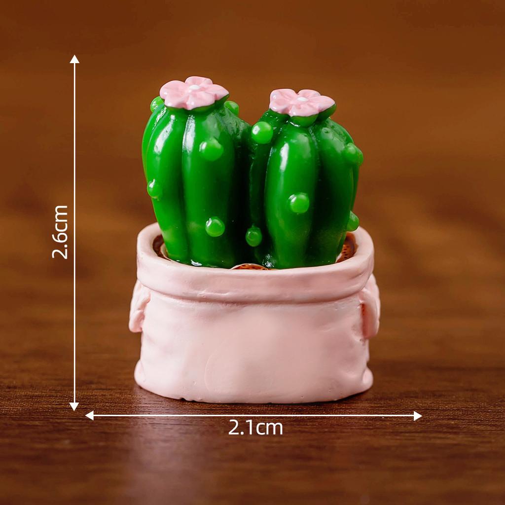Creative Moss Miniature Artificial Cactus Cartoon Style Resin Garden Decor Piece