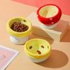 Hand-Painted High-Footed Egg Tart Cat Bowl - Anti-Tip Ceramic with Underglaze Color for Cervical Spine Protection.