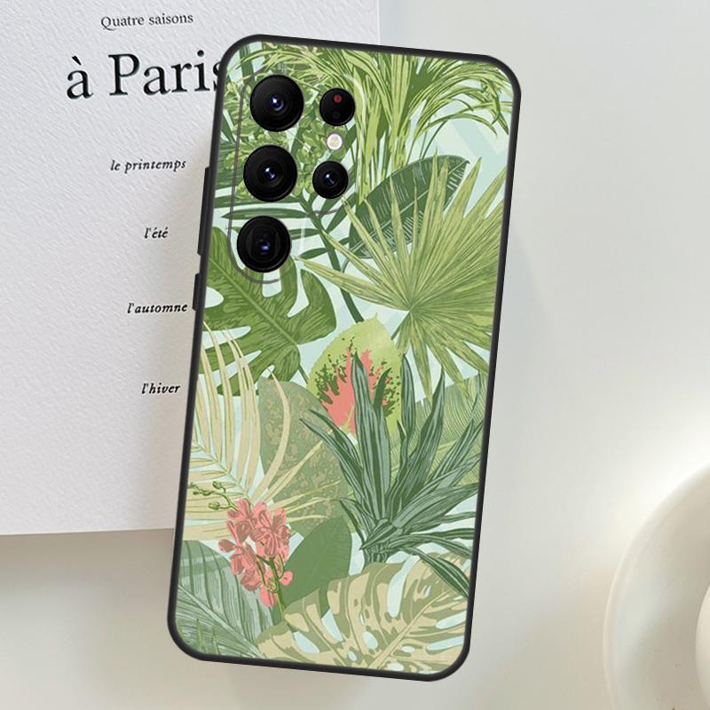 Ретро чехол для телефона Samsung Galaxy S26 Ultra S25 S24 S23 S21 S22 Ultra S10 S20 Plus S25 FE с рисунком банановых листьев