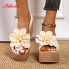 Fashion Aphixta 9cm Heels Slides Women's Shoes Woman Slippers Flip Flops Wedge Platform Shoes Woman Beach Slippers Zapatos Mujer