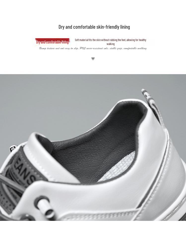 Мужские модные повседневные кожаные туфли - Весна/Осень Универсальные легкие белые кроссовки в корейском стиле