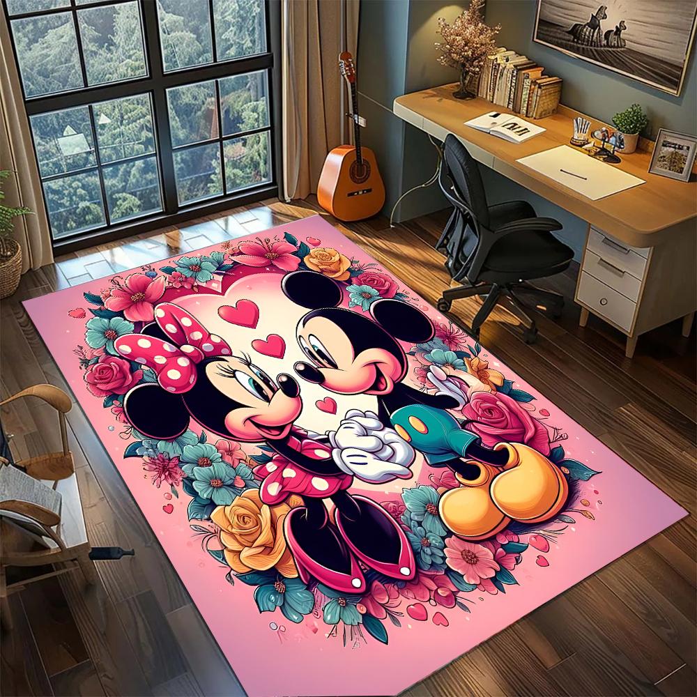 Mickey & Minnie: Minimalist Style Rug Carpet Large Area Rug Non Slip Washable Floor Mat Gamer Room Bedroom Home Decor