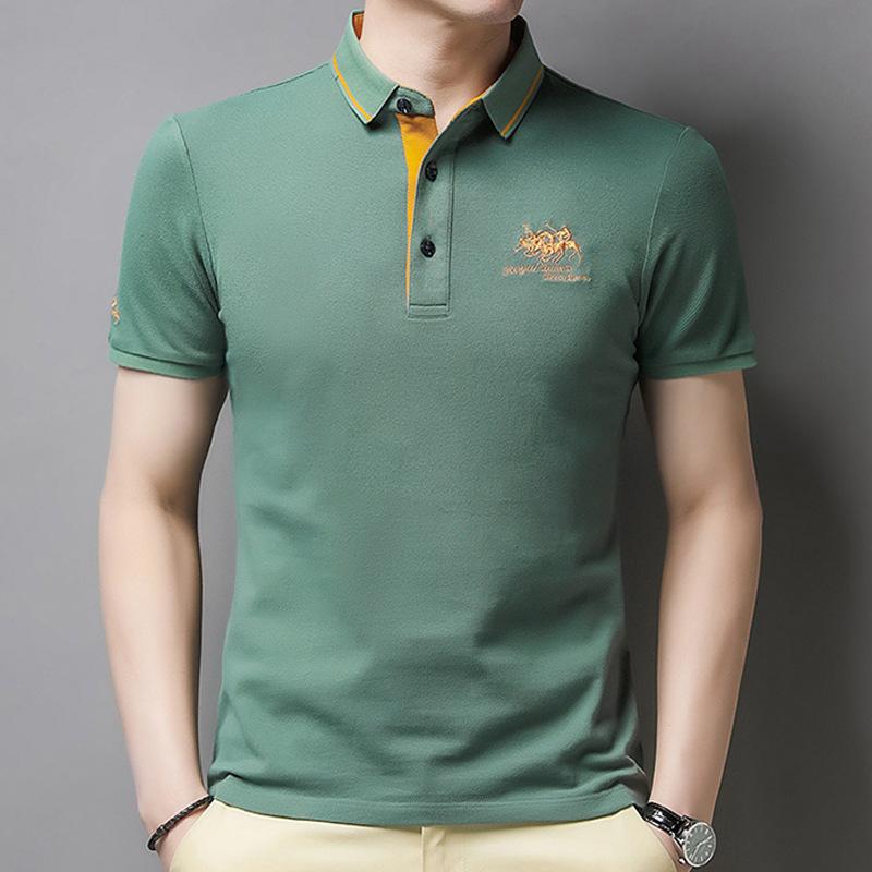 Summer New POLO Shirt for Men, Business Gentleman, Embroidered Lapel, Breathable Short-sleeved T-shirt for Men