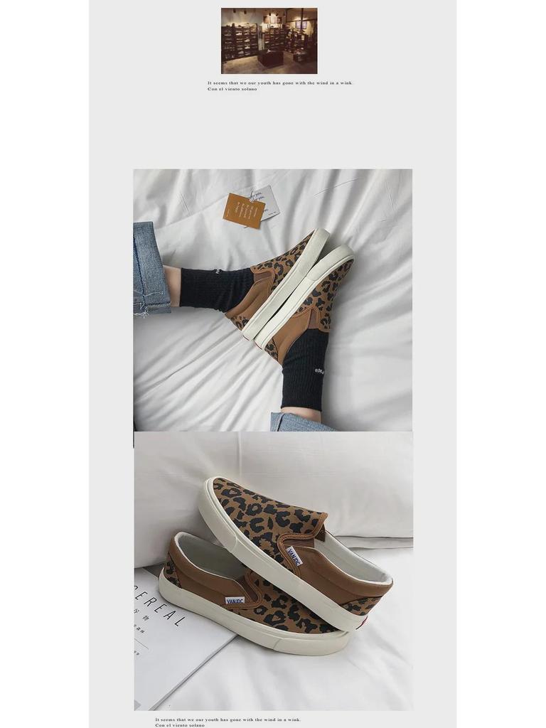 Кроссовки из парусины с леопардовым принтом для женщин - Лето 2024 г. Повседневные кроссовки в корейском стиле Ulzzang
