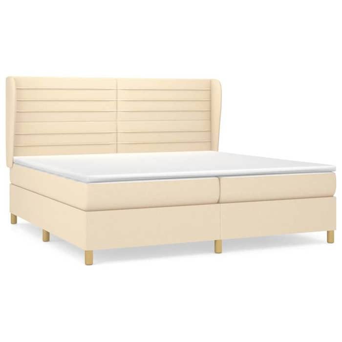 Maison Exclusive - Sommier à lattes de lit avec matelas Crème 200x200 cm Tissu