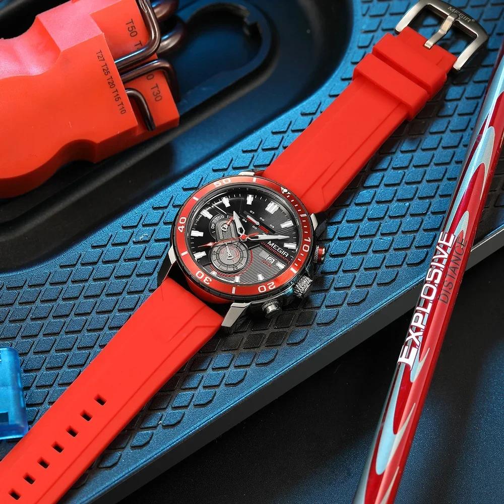 Силиконовый ремешок хронограф спортивные часы для мужчин модные водонепроницаемые наручные часы со светящимися стрелками автоматическая дата 24 часа
