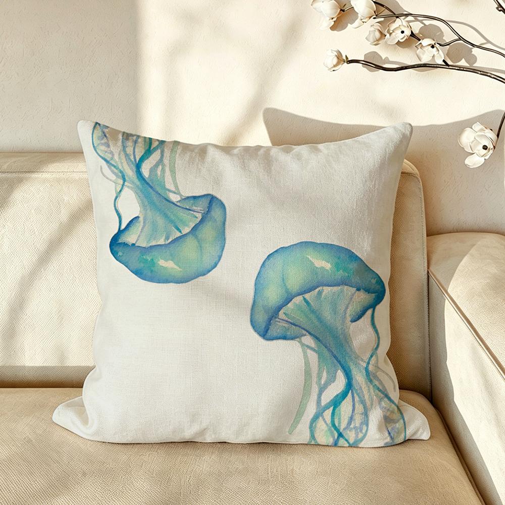 Art BBlueSSeaCreatureCoral Cushion Cover Pillow Case Antidustmite Pillowcase Silky Short Plush Sofa Cushion Cover hot