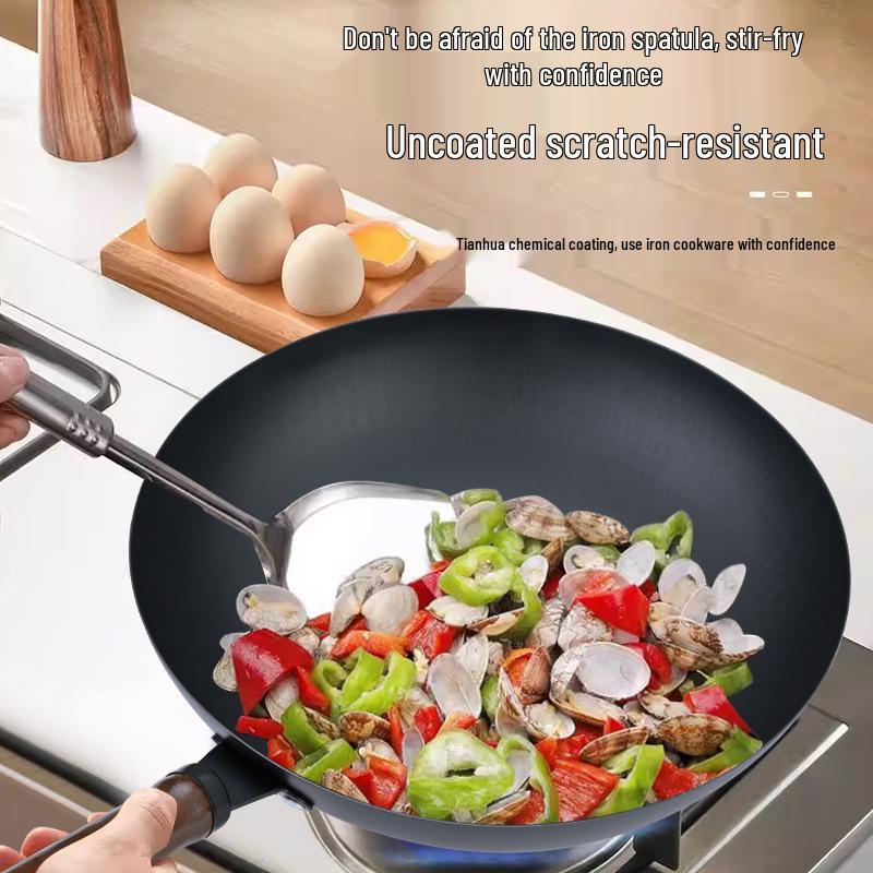 Чугунный вок с антипригарным покрытием, без покрытия, без предварительной обработки, подходит для индукционных плит, универсальный для всех плит