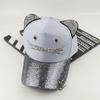 Women's baseball cap cute face cap iron ring trendy cat ears sunshade fashion bright diamond women's new summer