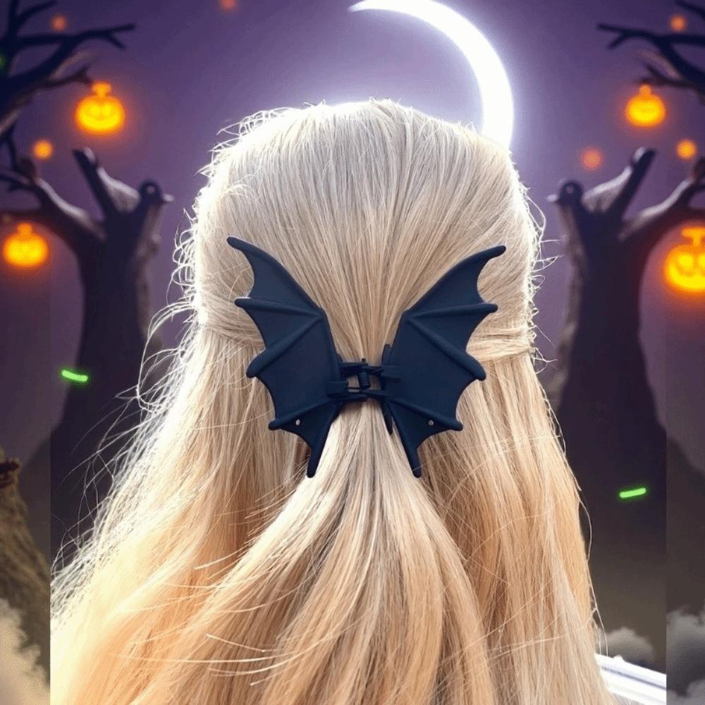 Zinc Zinc Alloy Halloween Hair Claw Gothic Shark Clip Alternative Fashion Bat Wings Ponytail Holder Festival