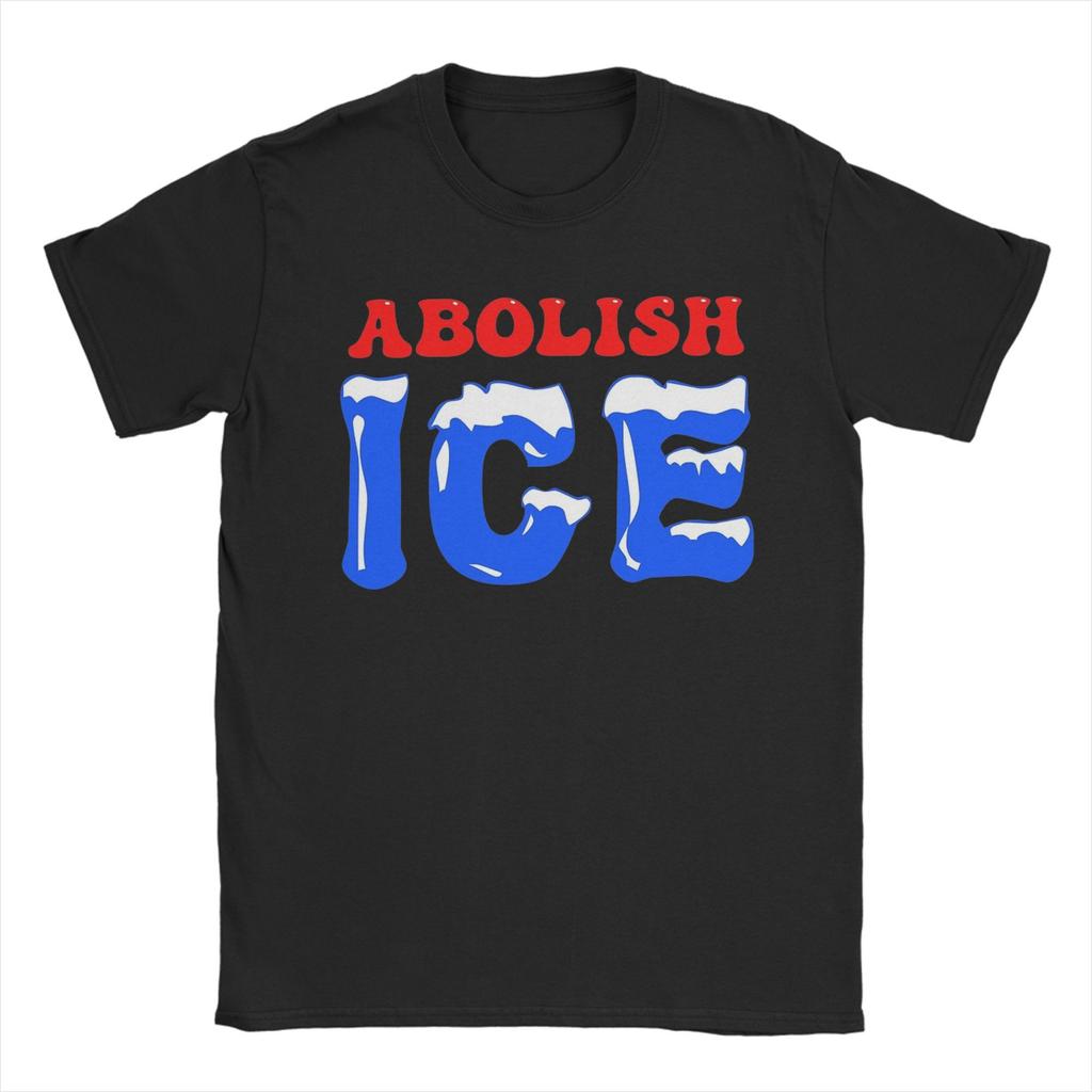 Abolish ICE Men T Shirt  Vintage Tees Short Sleeve Round Collar TShirt Pure Cotton 4XL 5XL Clothes
