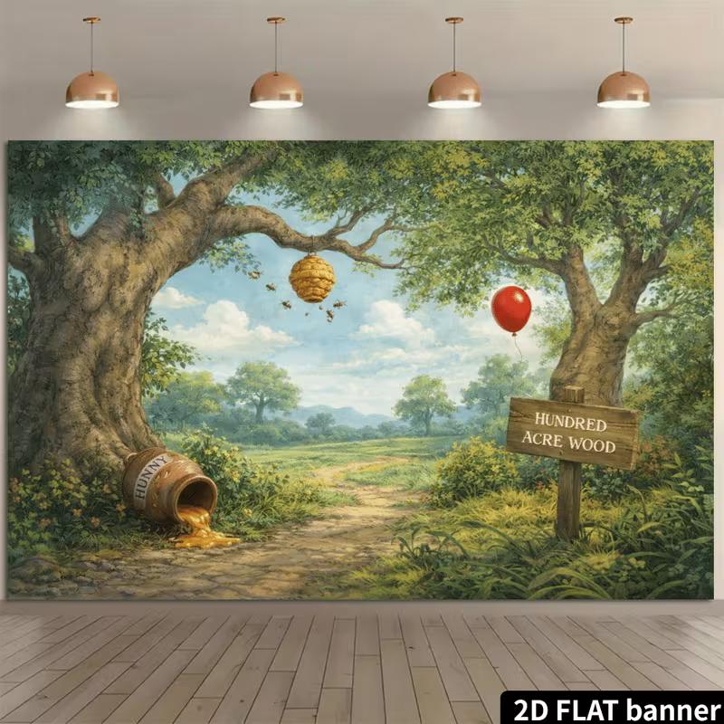 2D Hundred Acre Wood Pooh Forest Wall Tapestry