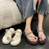 Casual Rhinestone Beach Sandals Girl 2025 Summer New Outer Wear Fairy Wind Cool Slippers Thick-soled Women's Shoes